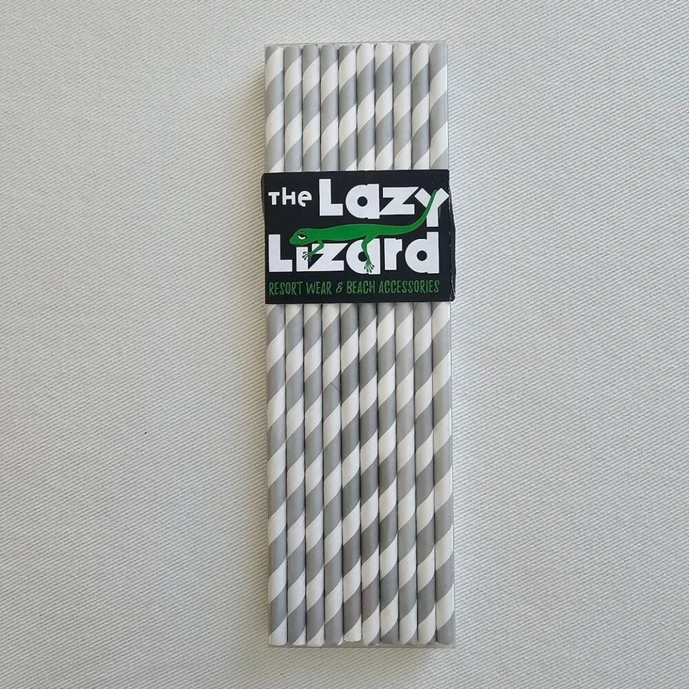 Paper Party Straws White & Silver Vintage set of 20